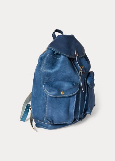 Mochilas Ralph Lauren Hombre Azules - Leather - XKJSN6715